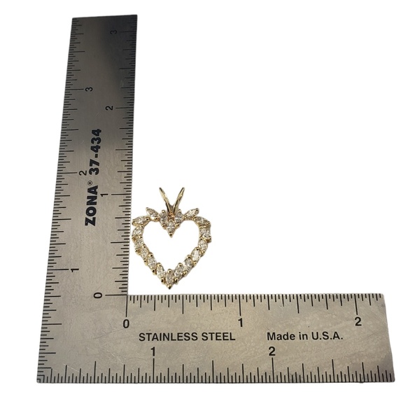 14 Karat Yellow Gold Diamond Heart Pendant #16839 - Picture 6 of 8